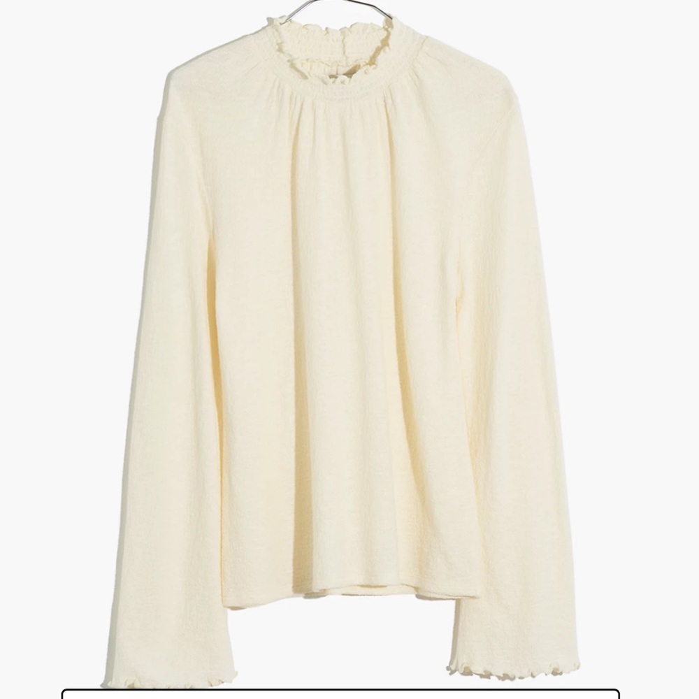 Madewell Texture & Thread Ruffled Mockneck Top